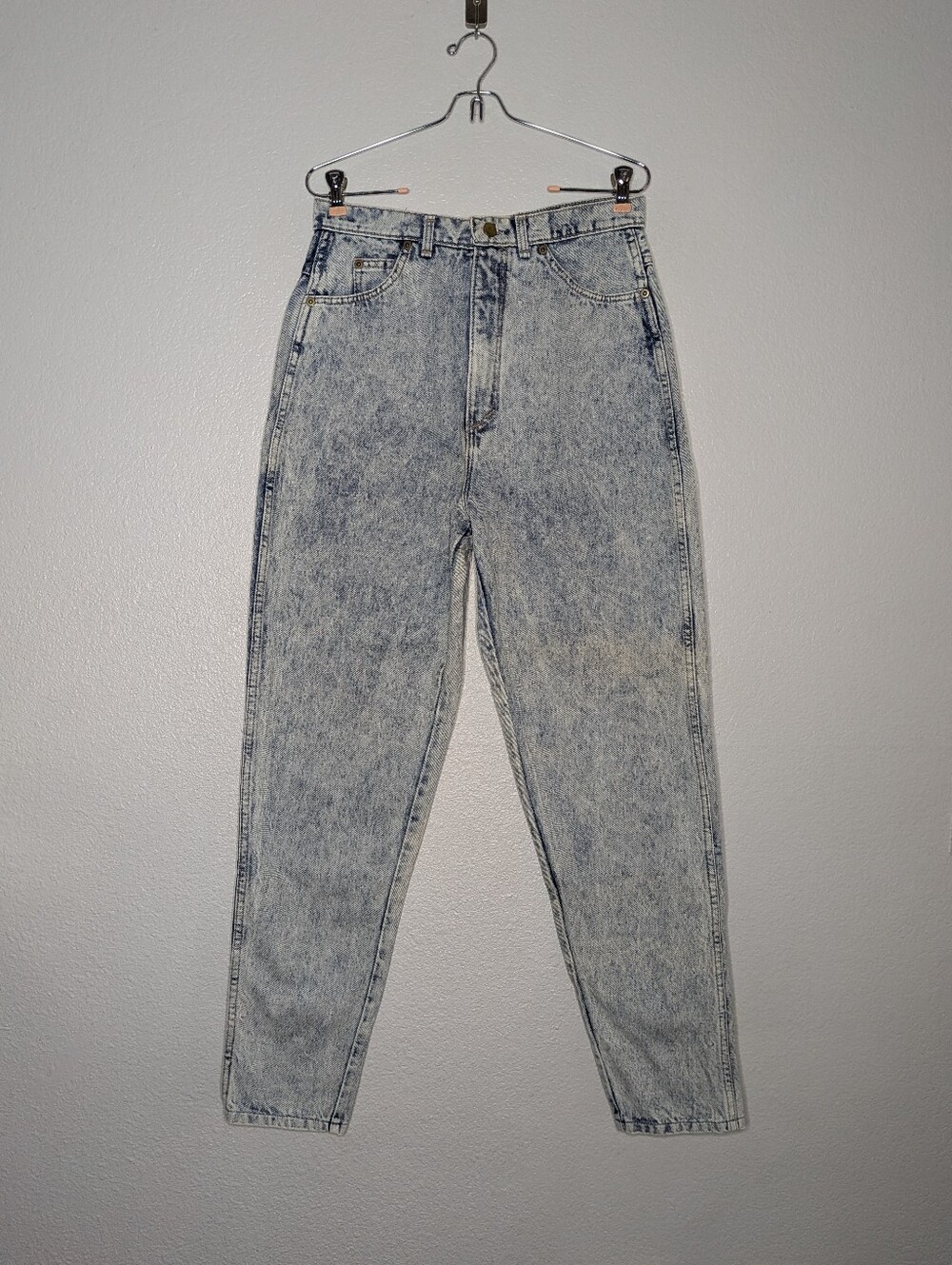Bonjour Ultra High Waist Vintage 90s Bow Zipper Ankle Acid Wash Mom Jeans 30 L